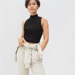 Everlane Solid Black The Ribbed Mockneck Tank Size Small